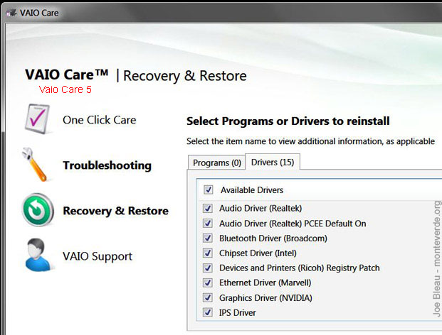 VAIO Care Install Drivers Vaio F Series F11 F12 VPCF