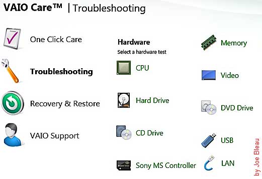 VAIO Care Hardware Diagnostics